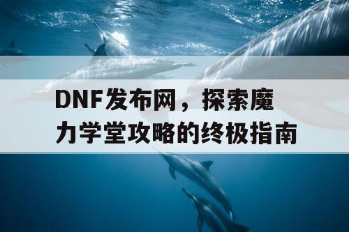 DNF发布网，探索魔力学堂攻略的终极指南