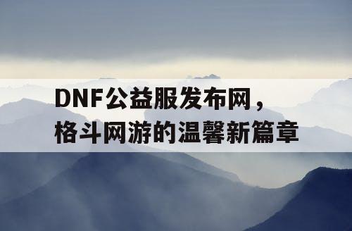 DNF公益服发布网，格斗网游的温馨新篇章