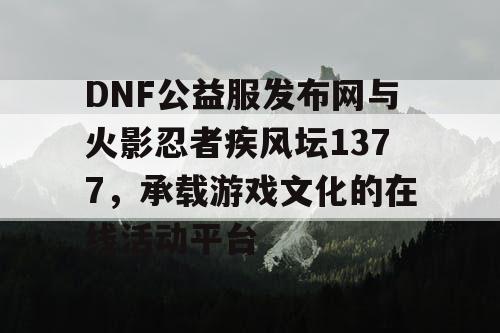 DNF公益服发布网与火影忍者疾风坛1377，承载游戏文化的在线活动平台