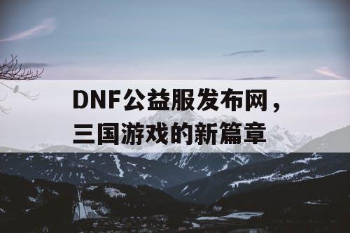 DNF公益服发布网，三国游戏的新篇章