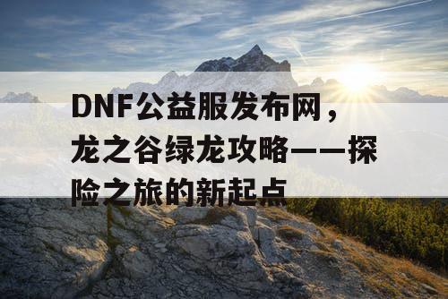 DNF公益服发布网，龙之谷绿龙攻略——探险之旅的新起点