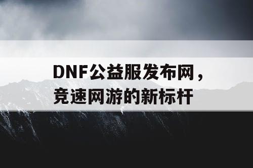 DNF公益服发布网，竞速网游的新标杆