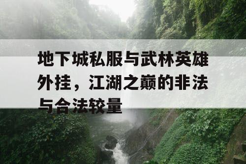 地下城私服与武林英雄外挂，江湖之巅的非法与合法较量